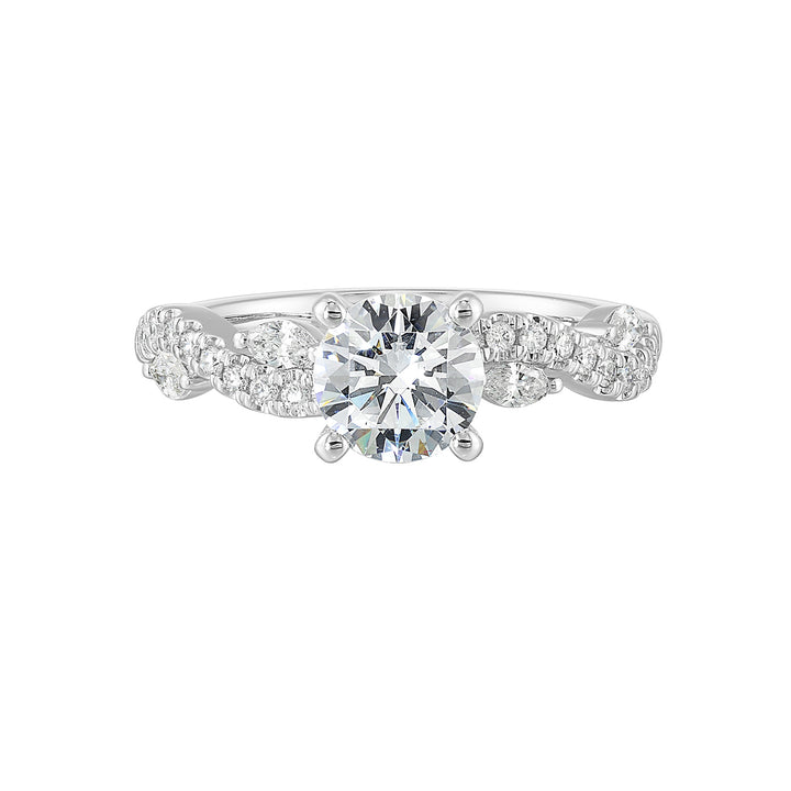 14Kt White Semi Mount 1/3Ctw For 1Ctw Round Center