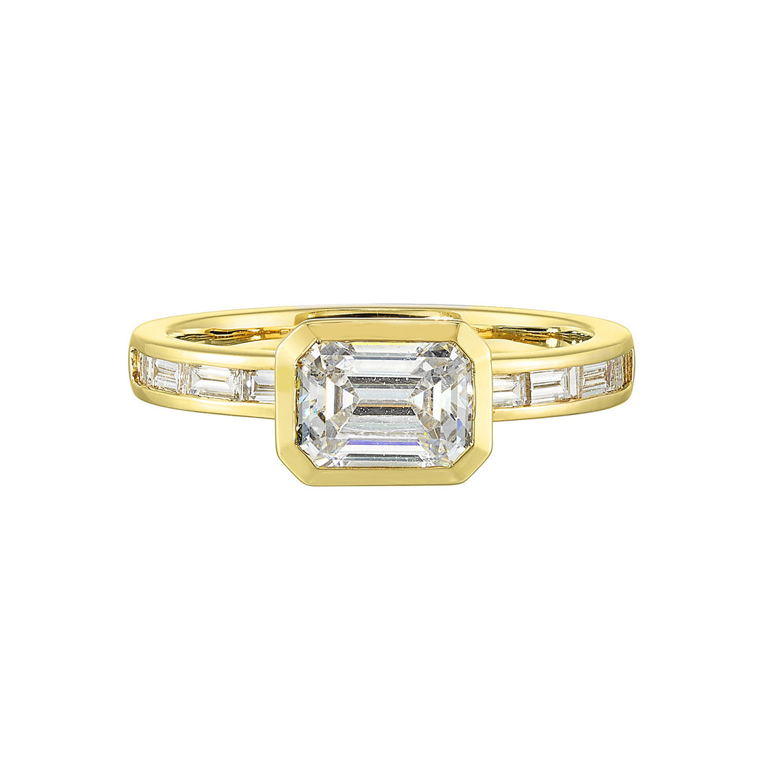 14Kt Yellow Semi Mount 1/2Ctw For 1Ct Emerald Cut Center