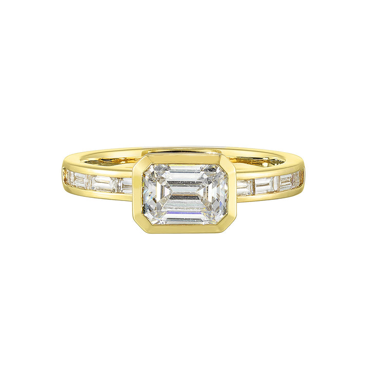 14Kt Yellow Semi Mount 1/2Ctw For 1Ct Emerald Cut Center