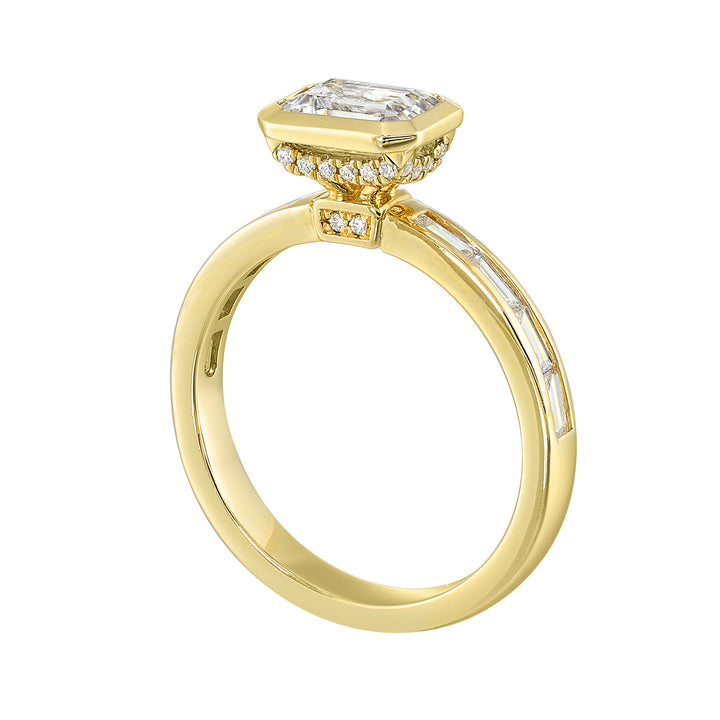 14Kt Yellow Semi Mount 1/2Ctw For 1Ct Emerald Cut Center