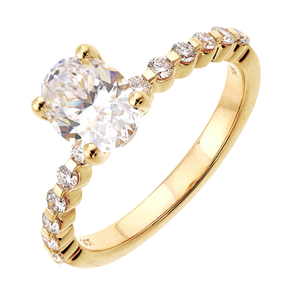 14Kt Yellow Semi Mount 1/3Ctw For 1Ct Emerald Cut Center