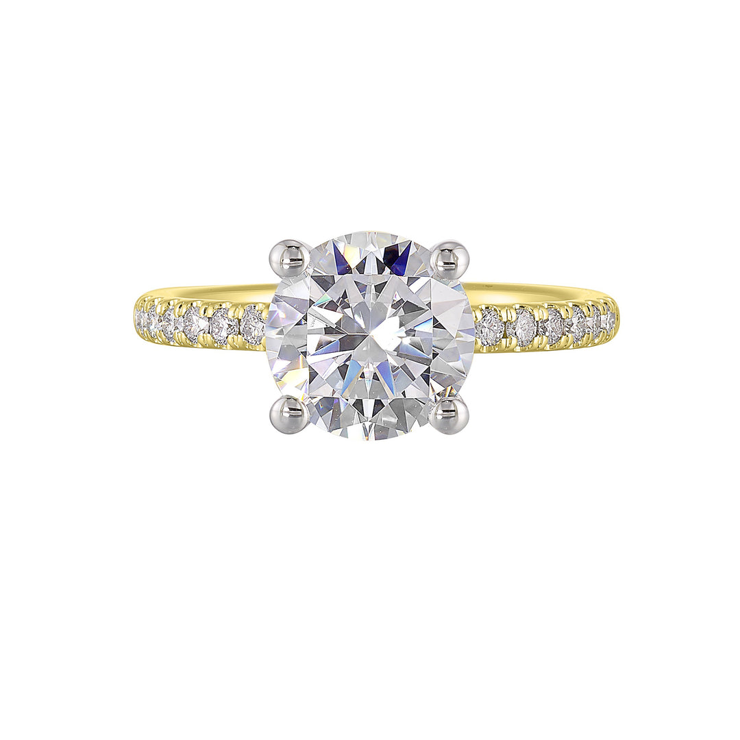 14Kt White Yellow Semi Mount 1/5Ctw For 1Ct Round Center