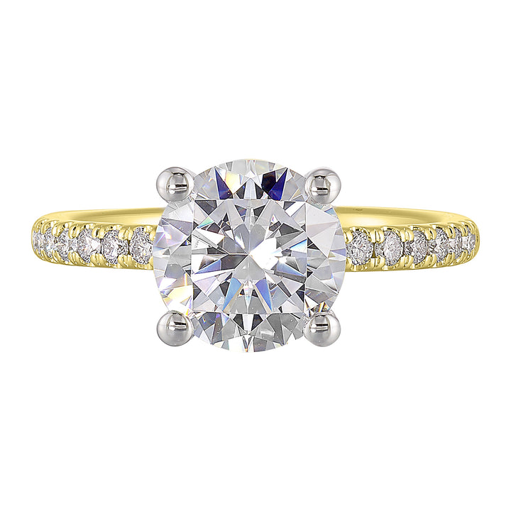 14Kt White Yellow Semi Mount 1/5Ctw For 1Ct Round Center