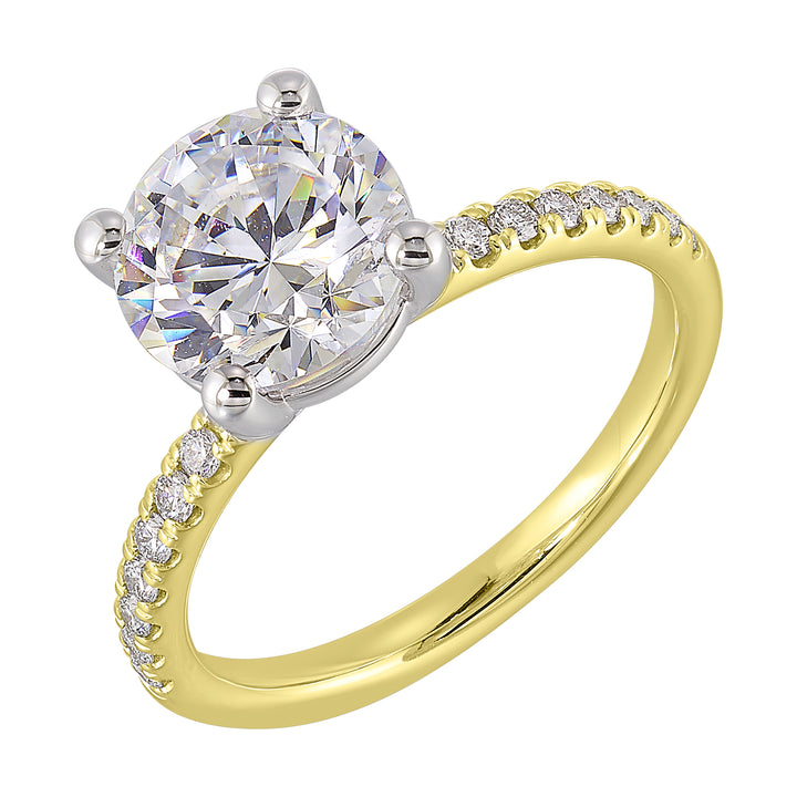 14Kt White Yellow Semi Mount 1/5Ctw For 1Ct Round Center