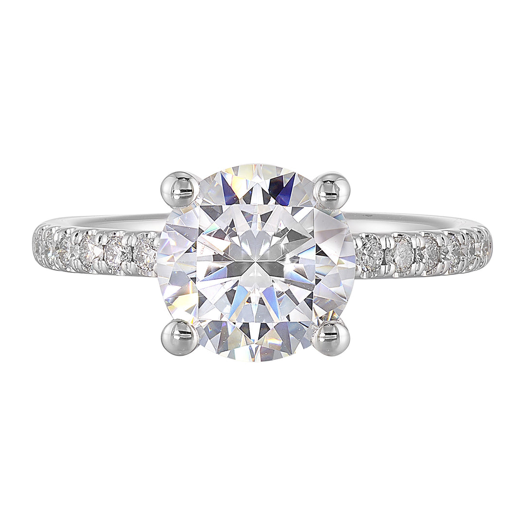 14Kt White Semi Mount 1/5Ctw For 2Ct Round Center