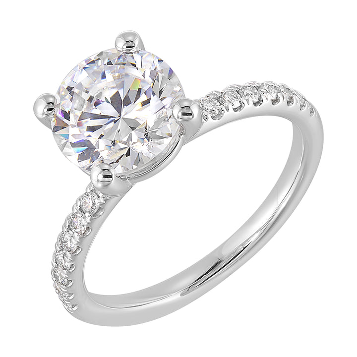 14Kt White Semi Mount 1/5Ctw For 2Ct Round Center