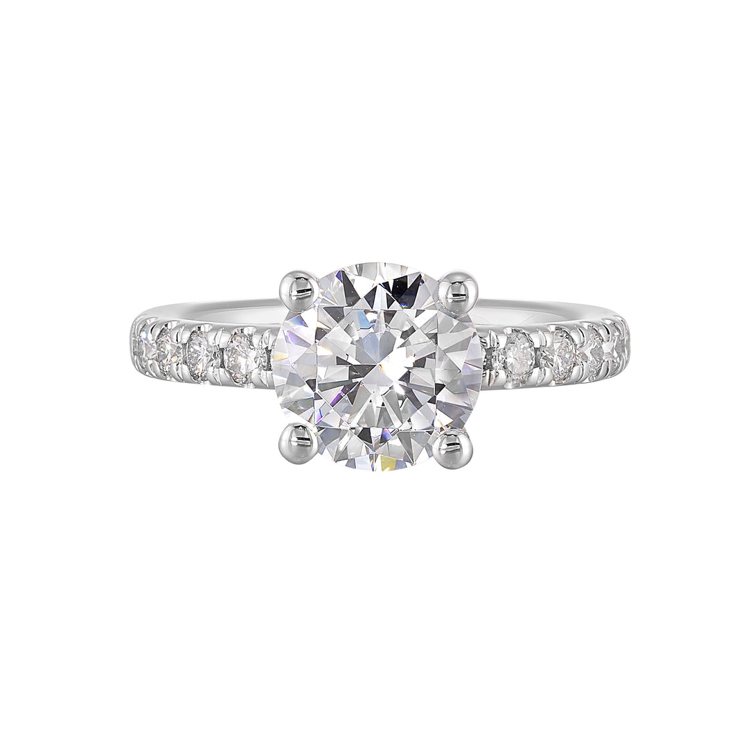 14Kt White Semi Mount 3/8Ctw For 2Ct Round Center