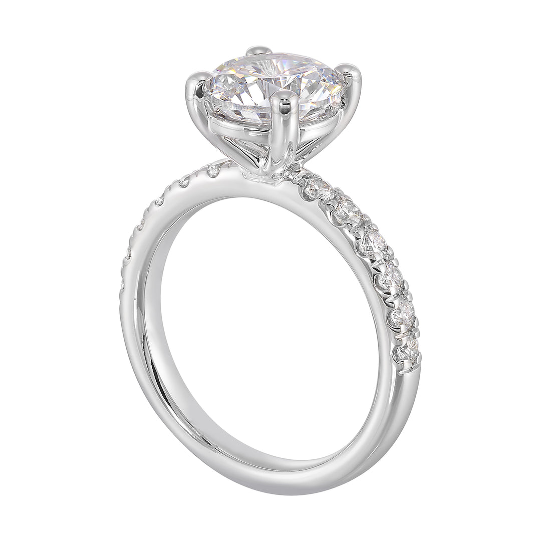 14Kt White Semi Mount 3/8Ctw For 2Ct Round Center