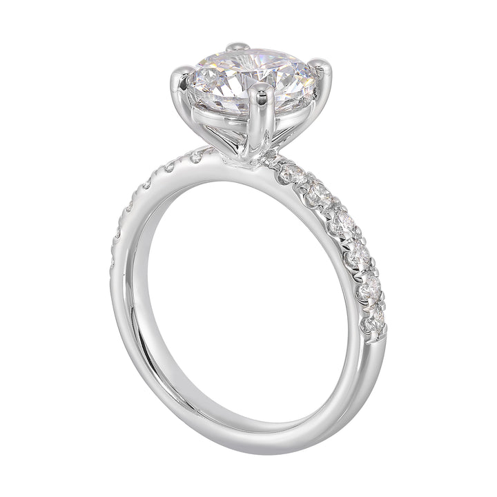 14Kt White Semi Mount 3/8Ctw For 2Ct Round Center