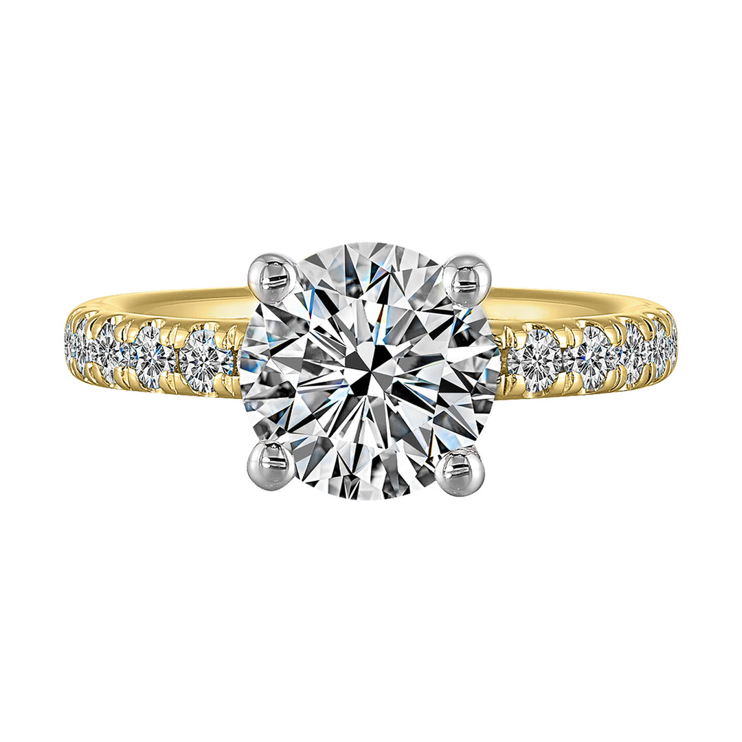 14Kt White Yellow Semi Mount 3/8Ctw For 2Ct Round Center