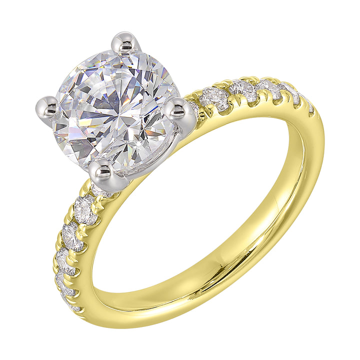14Kt White Yellow Semi Mount 3/8Ctw For 2Ct Round Center
