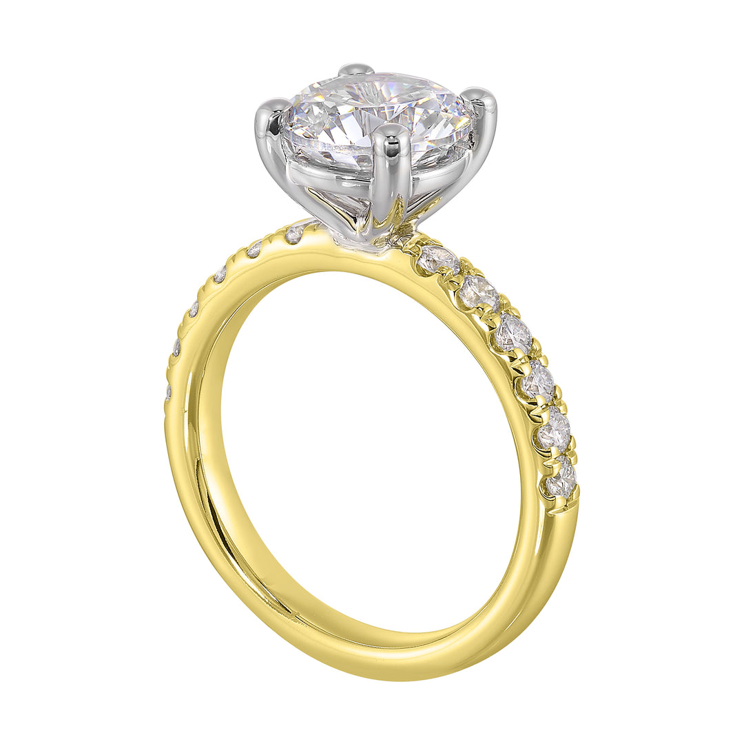 14Kt White Yellow Semi Mount 3/8Ctw For 2Ct Round Center