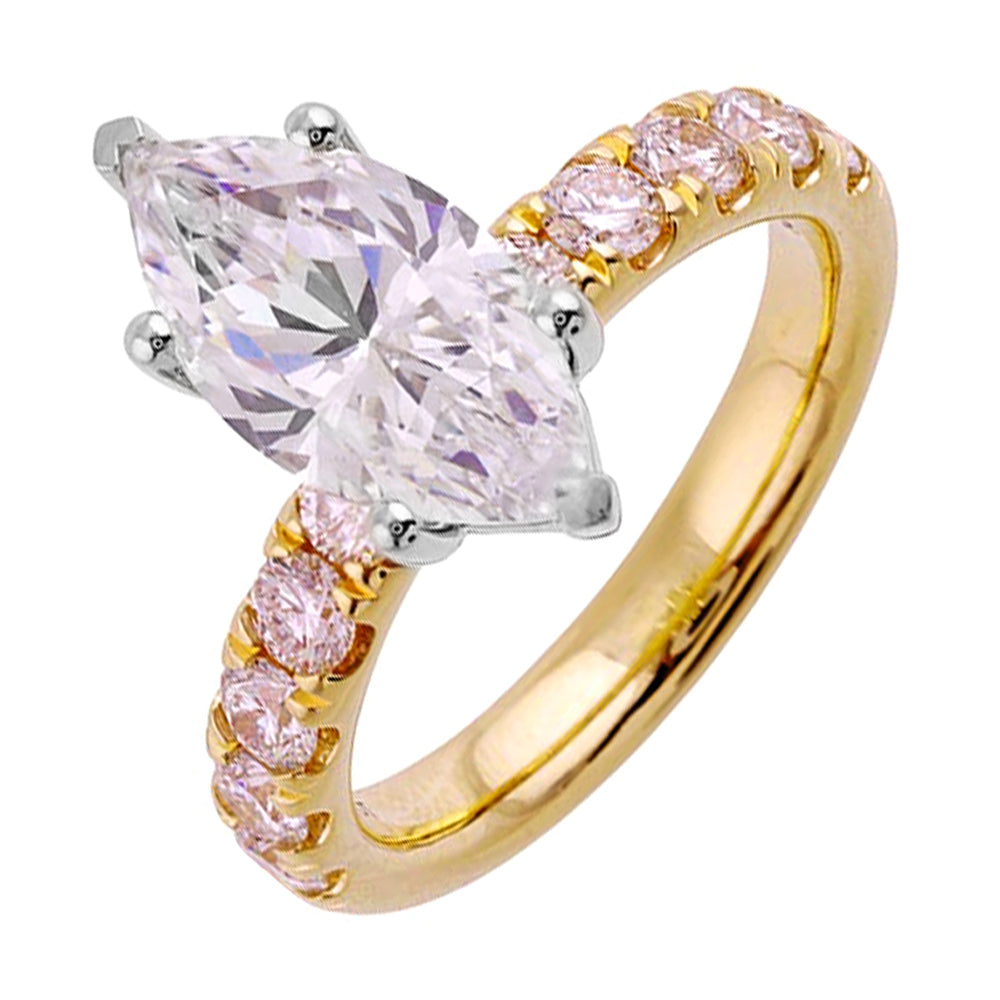 14Kt White Yellow Semi Mount 7/8Ctw For 2Ct Marquise Center