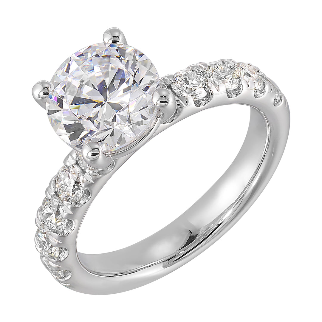 14Kt White Semi Mount 7/8Ctw For 2Ct Round Center