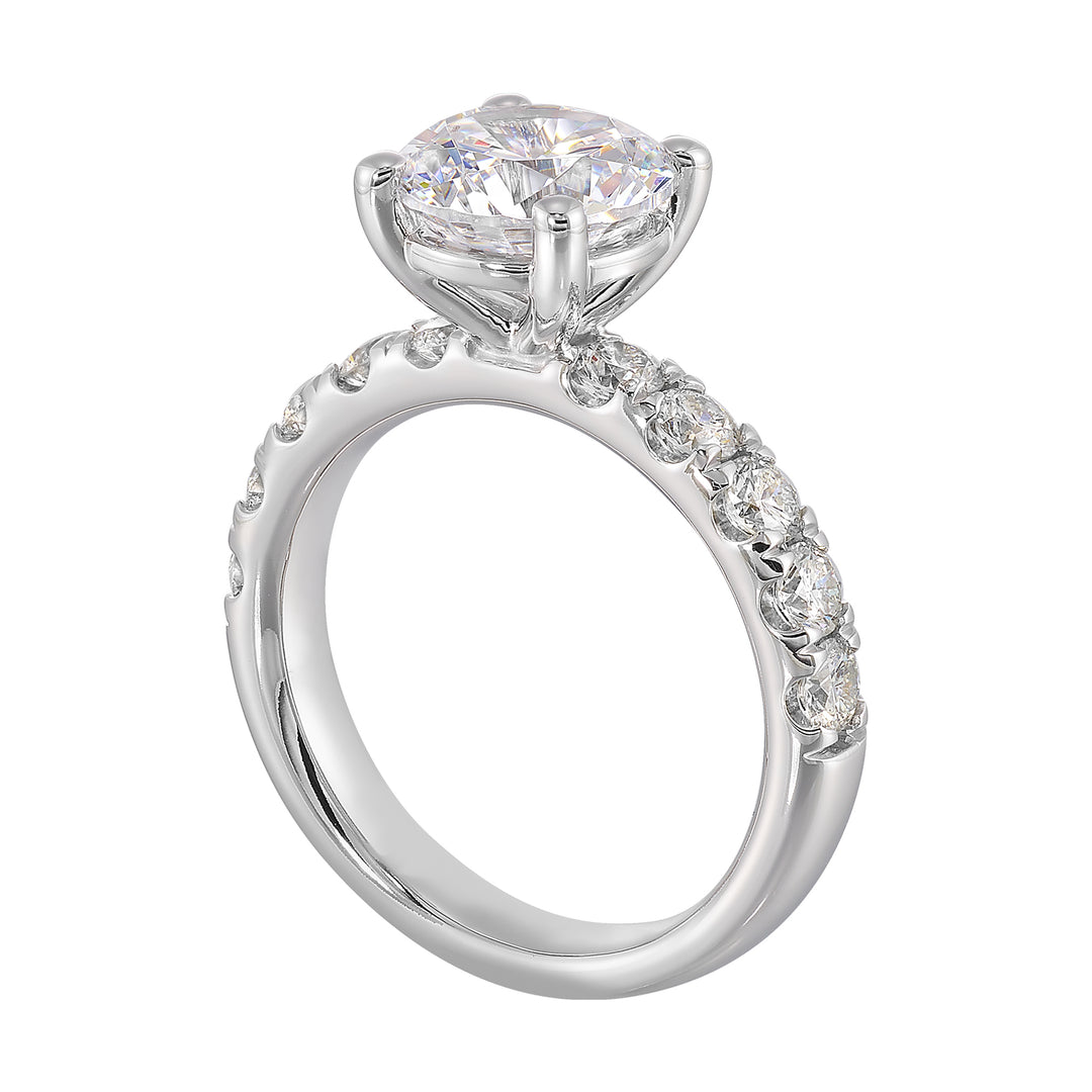 14Kt White Semi Mount 7/8Ctw For 2Ct Round Center