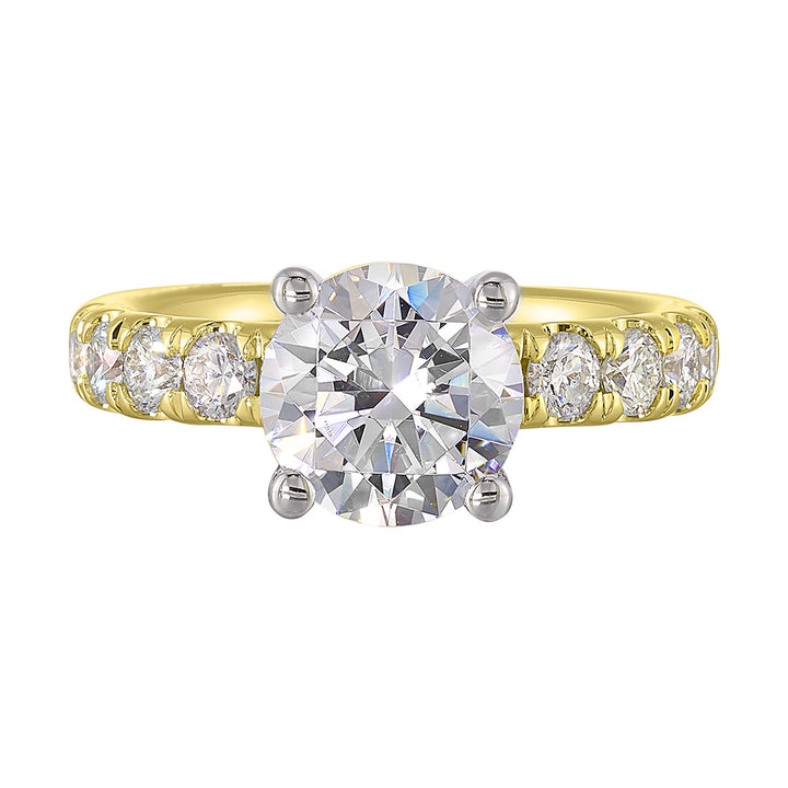 14Kt White Yellow Semi Mount 7/8Ctw For 2Ct Round Center
