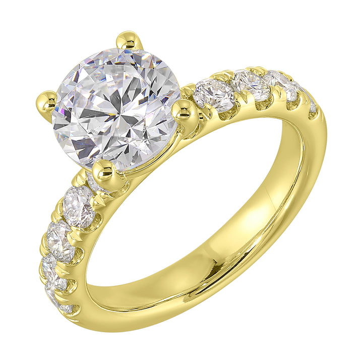 14Kt White Yellow Semi Mount 7/8Ctw For 2Ct Round Center