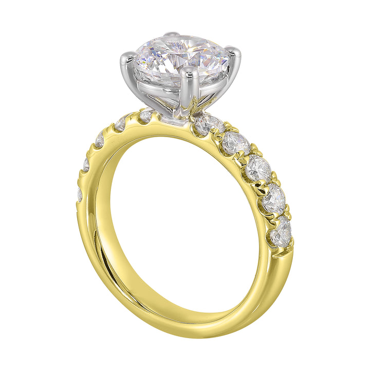 14Kt White Yellow Semi Mount 7/8Ctw For 2Ct Round Center
