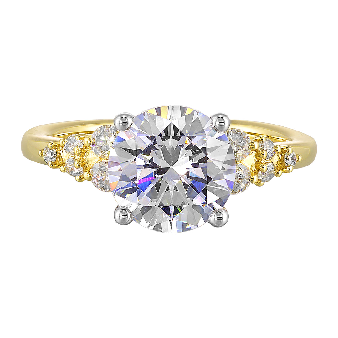 14Kt White Yellow Semi Mount 1/3Ctw For 2Ct Round Center