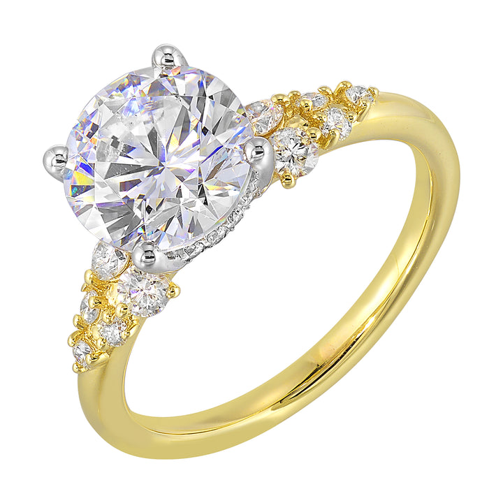 14Kt White Yellow Semi Mount 1/3Ctw For 2Ct Round Center