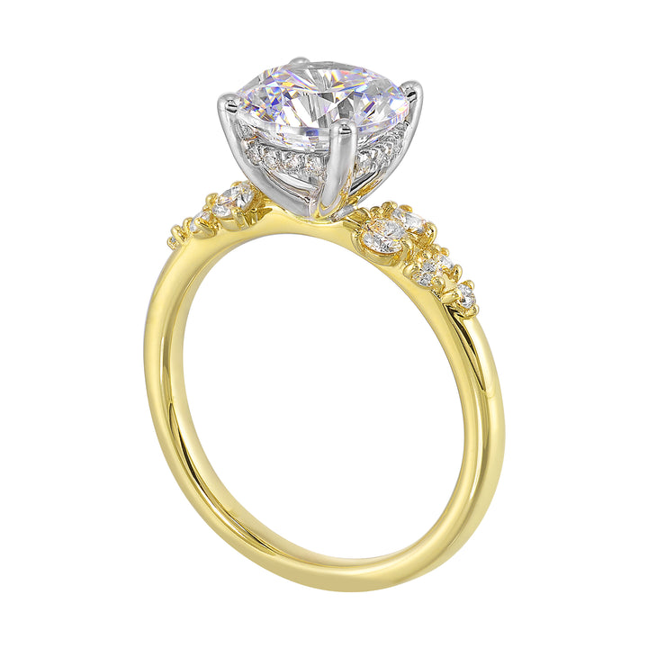 14Kt White Yellow Semi Mount 1/3Ctw For 2Ct Round Center