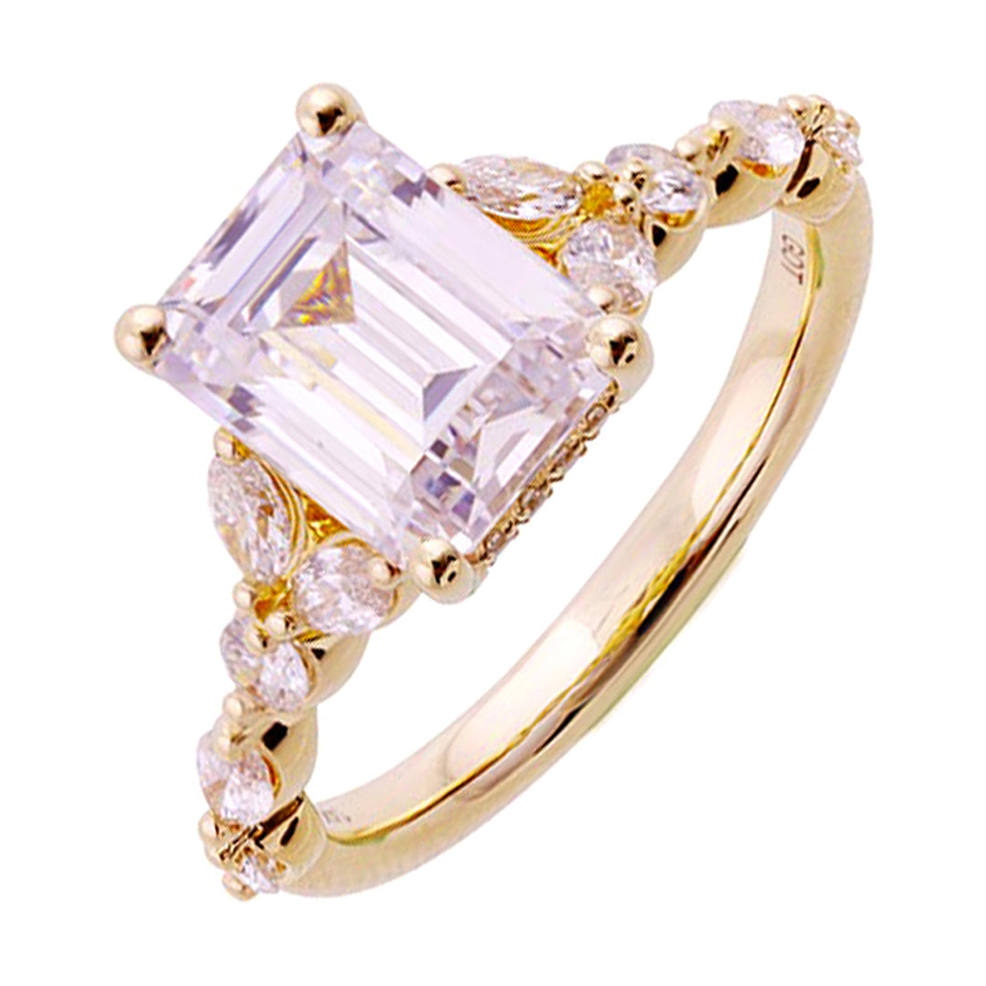 14Kt Yellow Semi Mount 1/3Ctw For 2Ct Radiant Center