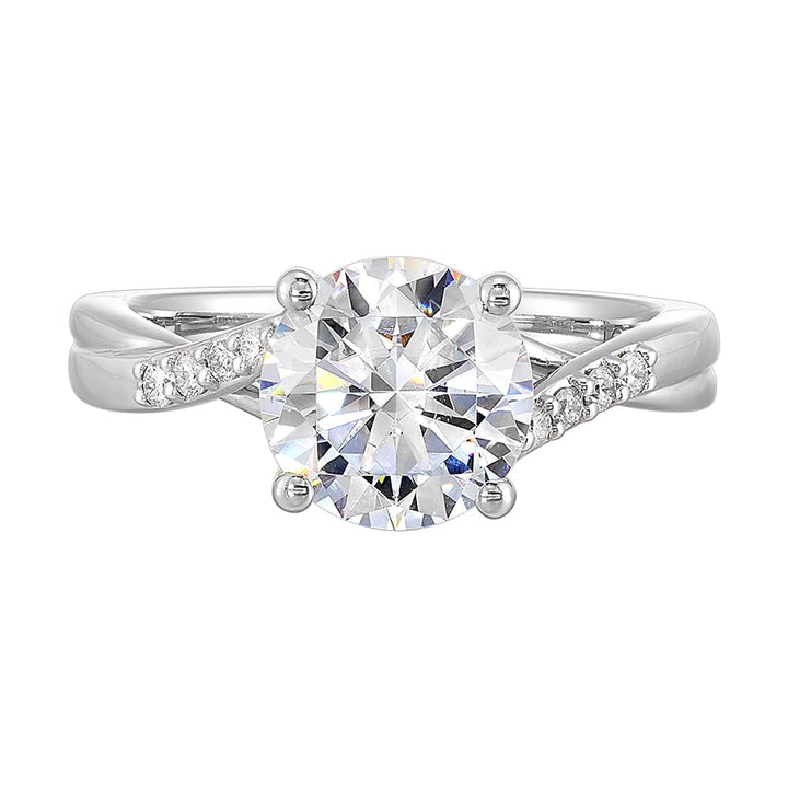 14Kt White Semi Mount 1/12Ctw For 1 1/2Ct Round Center