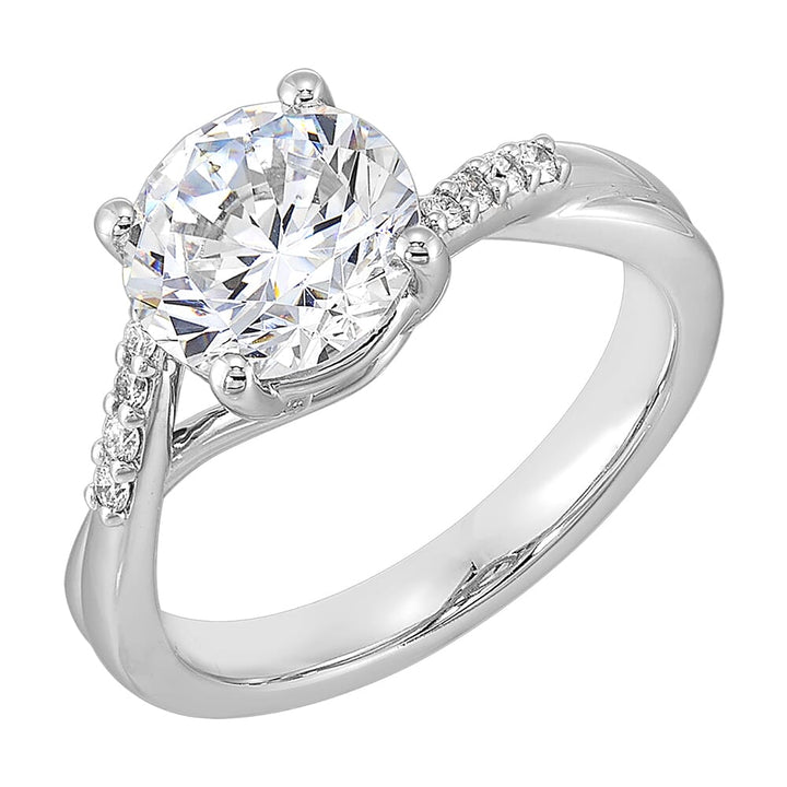 14Kt White Semi Mount 1/12Ctw For 1 1/2Ct Round Center