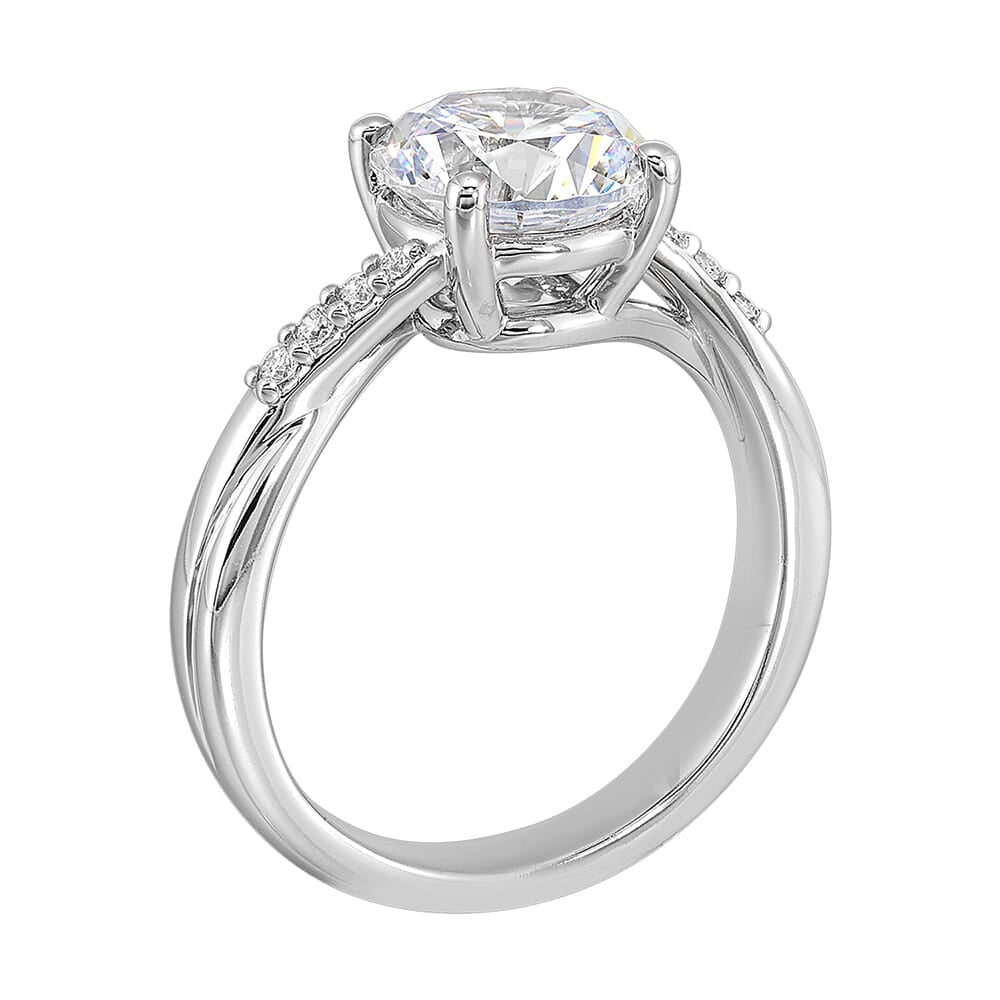 14Kt White Semi Mount 1/12Ctw For 1 1/2Ct Round Center