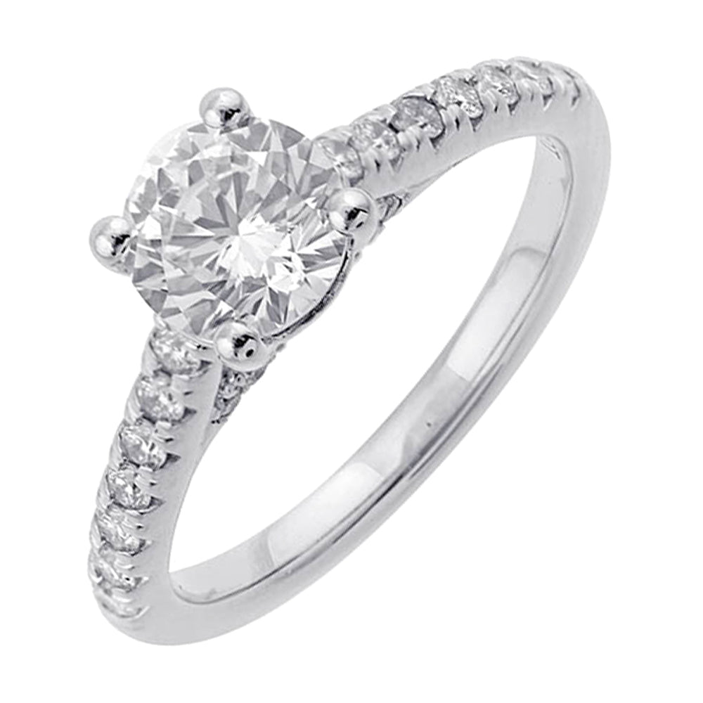 14Kt White Semi Mount 1/3Ctw For 1Ct Round Center