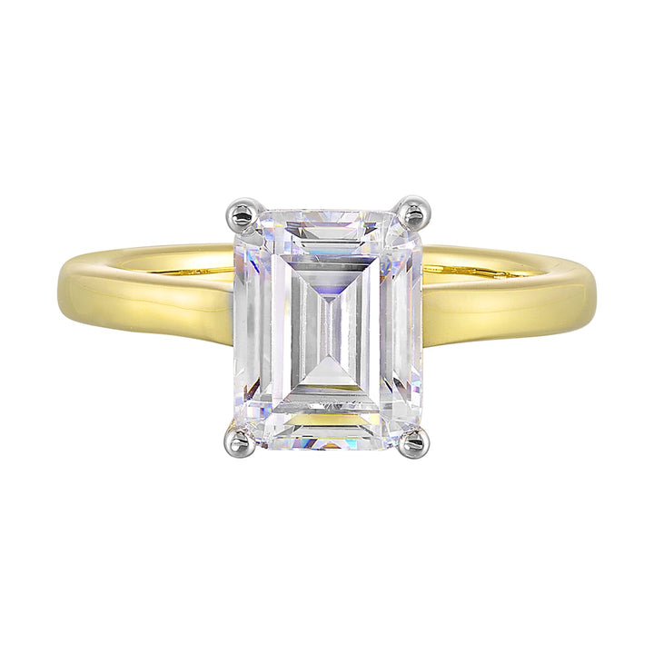 14Kt White Yellow Semi Mount 1/20Ctw For 1Ct Emerald Cut Center