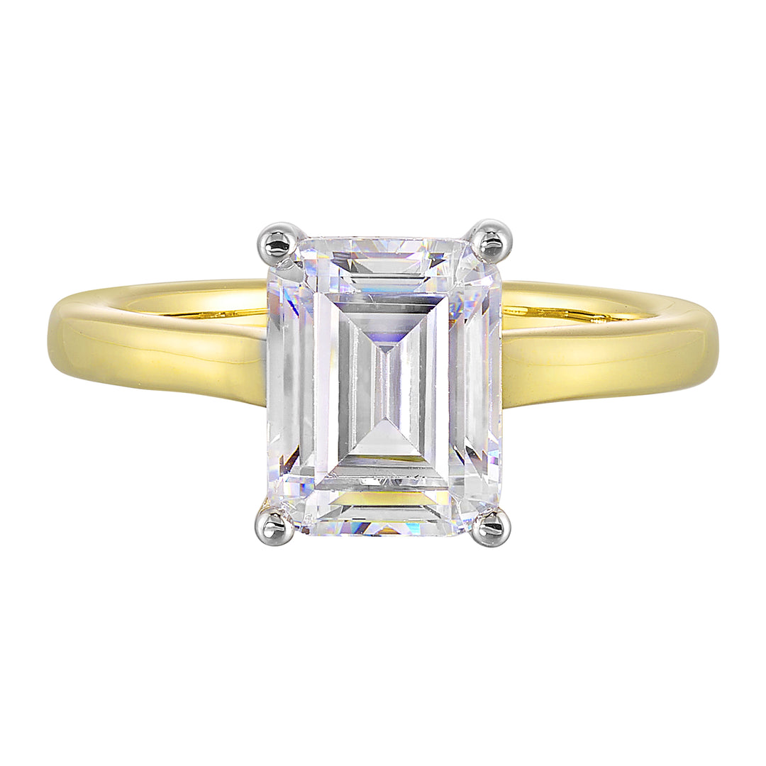 14Kt White Yellow Semi Mount 1/12Ctw For 2 1/2Ct Emerald Cut Center