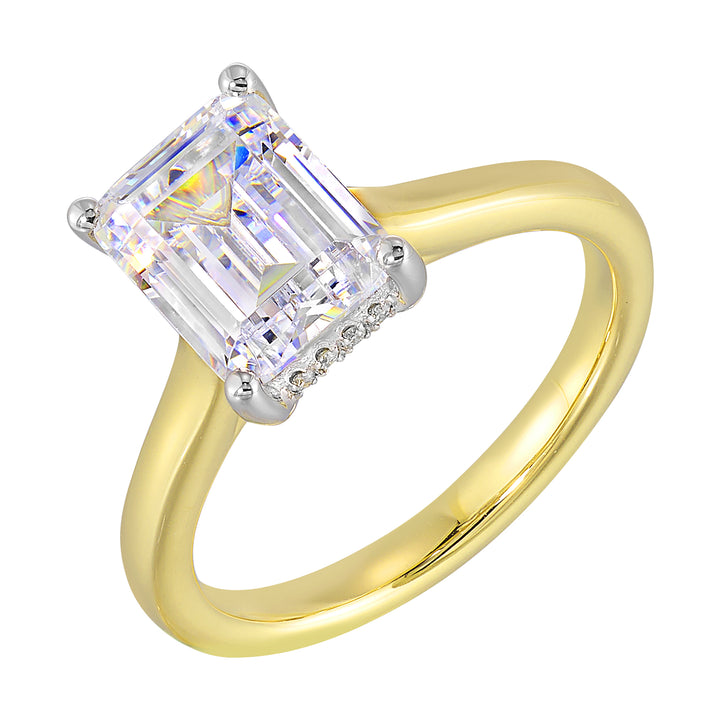 14Kt White Yellow Semi Mount 1/12Ctw For 2 1/2Ct Emerald Cut Center