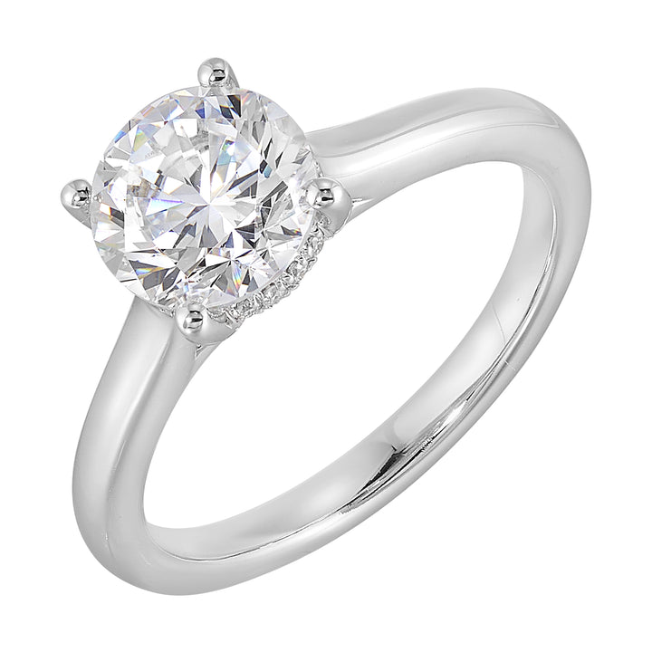 14Kt White Yellow Semi Mount 1/20Ctw For 1 1/2Ct Round Center