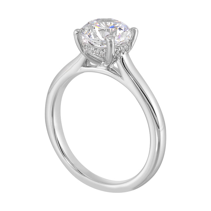 14Kt White Yellow Semi Mount 1/20Ctw For 1 1/2Ct Round Center