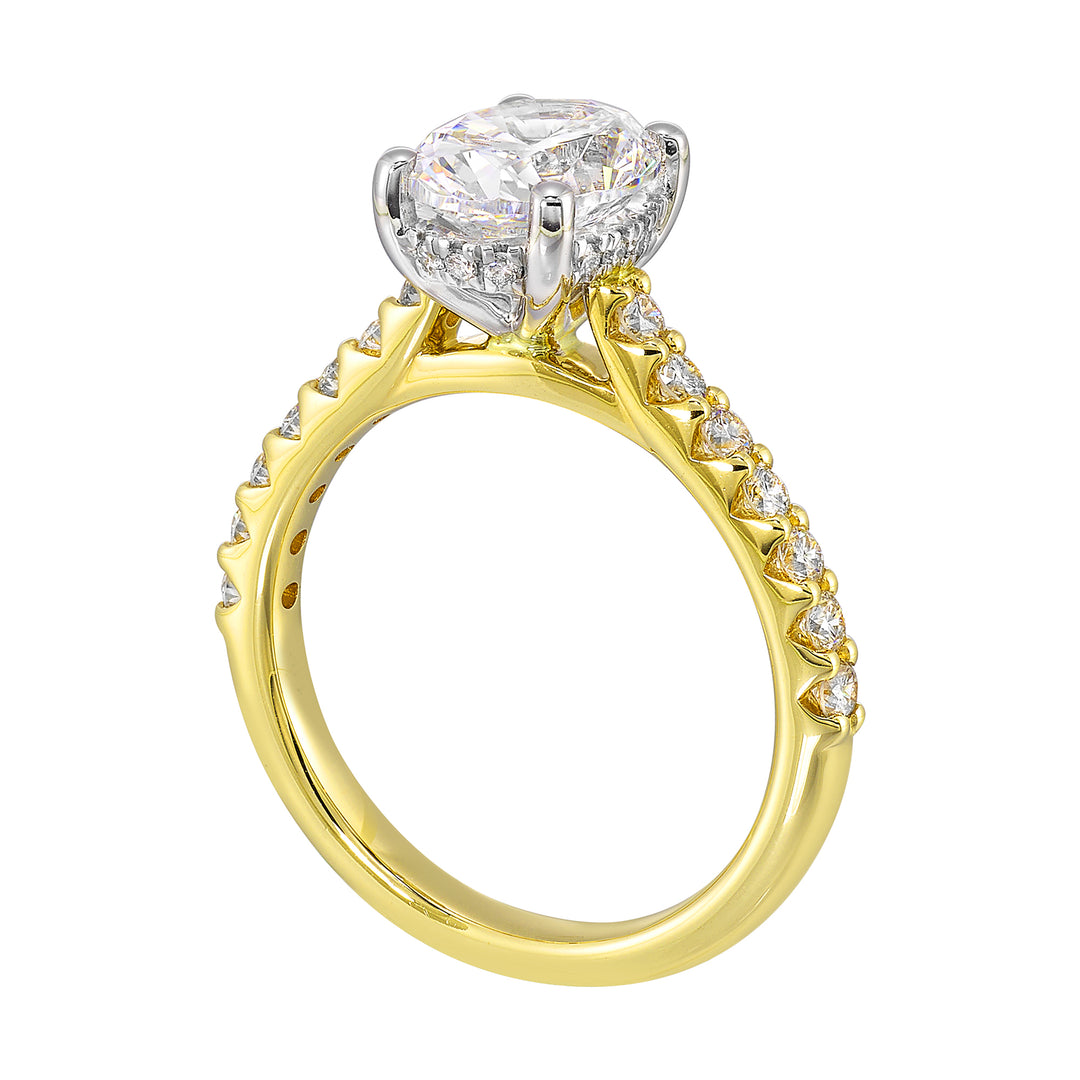 14Kt White Yellow Semi Mount 1/2Ctw For 2Ct Oval Center
