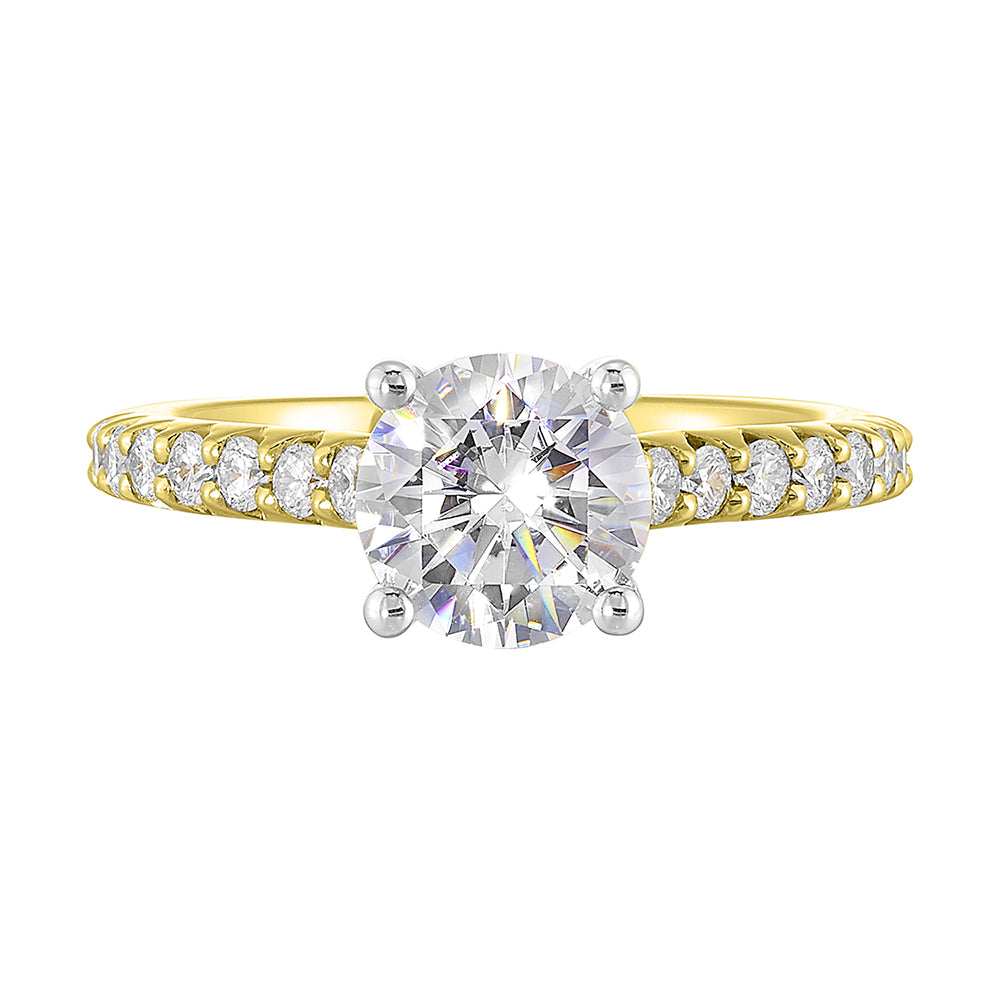 14Kt White Yellow Semi Mount 1/3Ctw For 1Ct Round Center