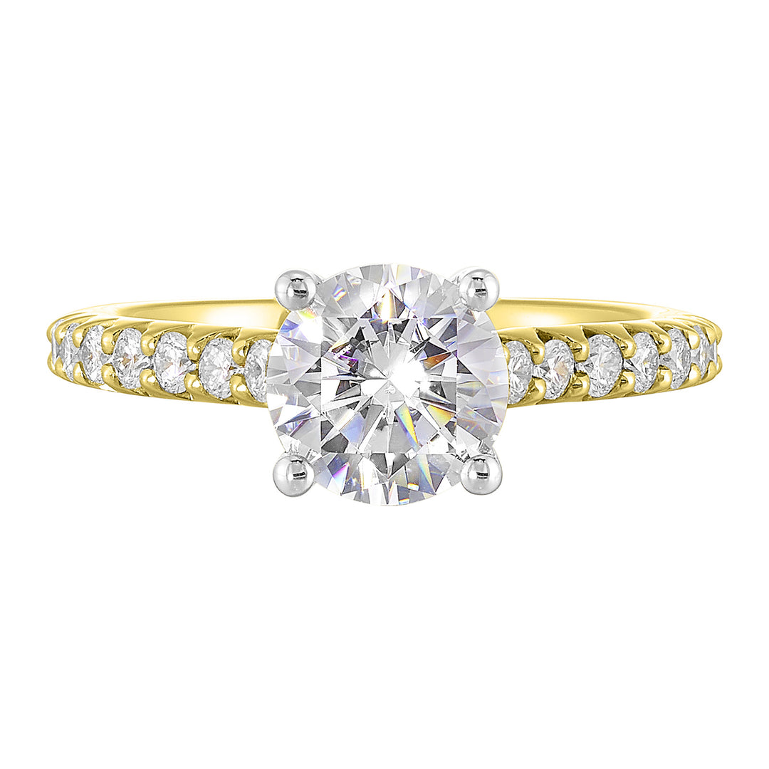 14Kt White Yellow Semi Mount 1/2Ctw For 2Ct Round Center