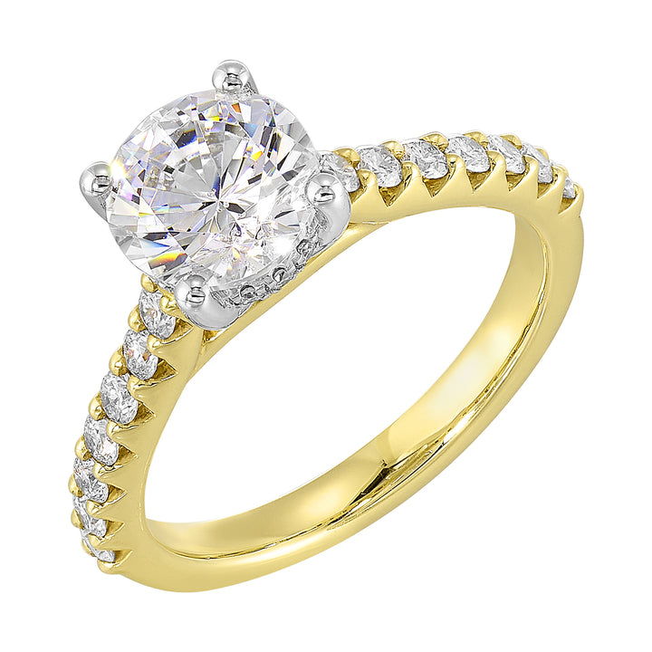 14Kt White Yellow Semi Mount 1/2Ctw For 2Ct Round Center
