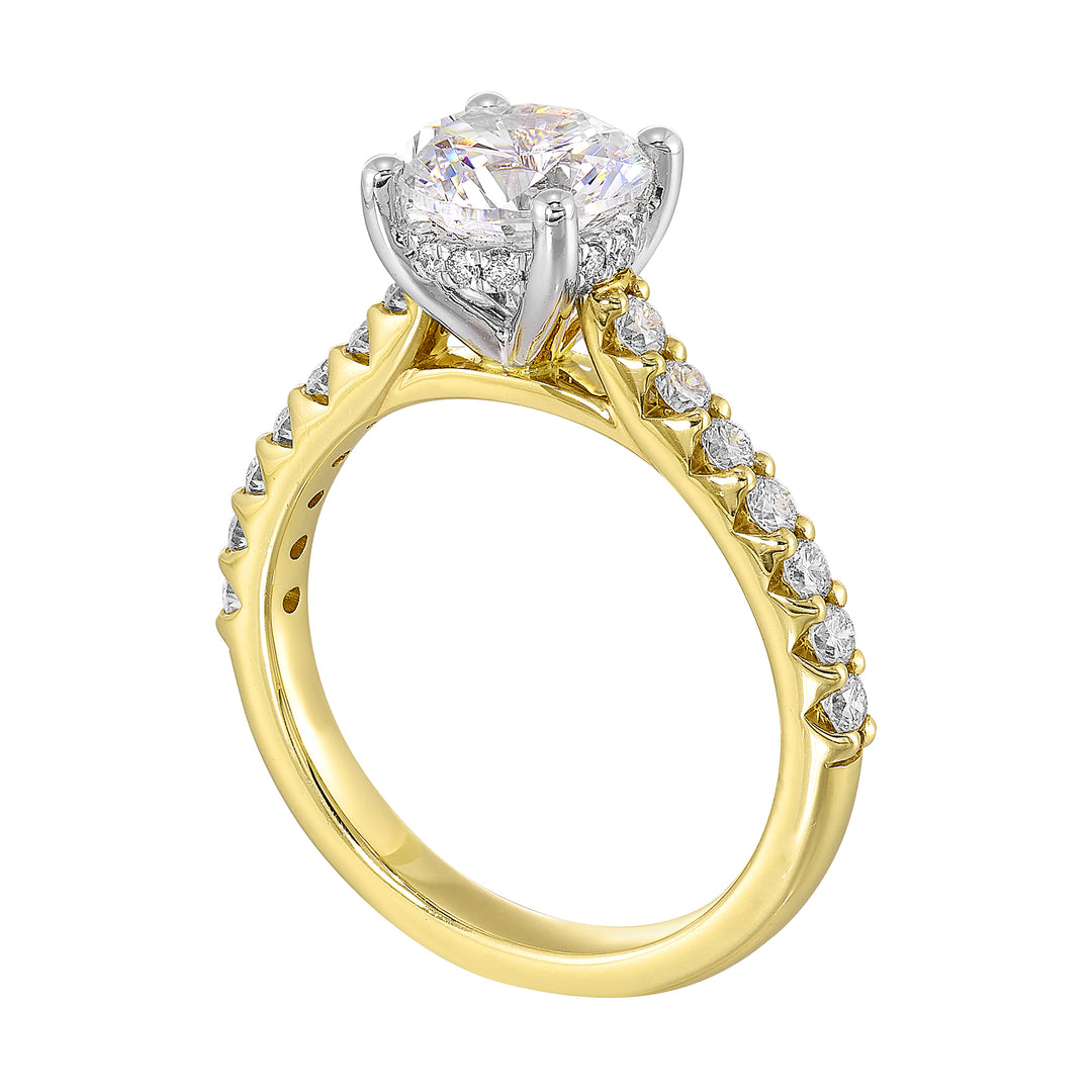 14Kt White Yellow Semi Mount 1/2Ctw For 2Ct Round Center