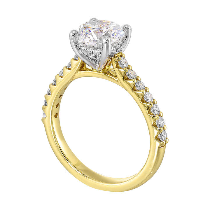 14Kt White Yellow Semi Mount 1/2Ctw For 2Ct Round Center