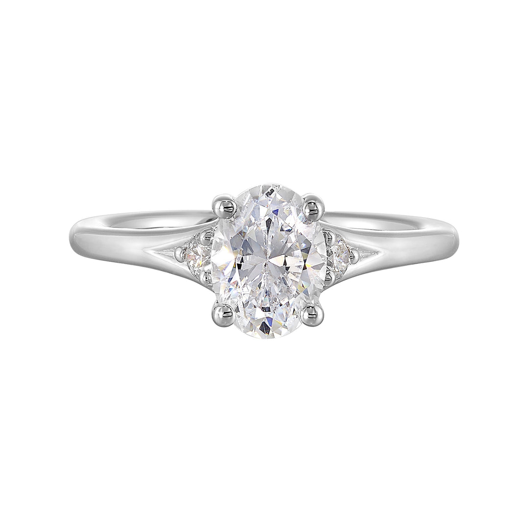 14Kt White Semi Mount 1/10Ctw For 1Ct Oval Center