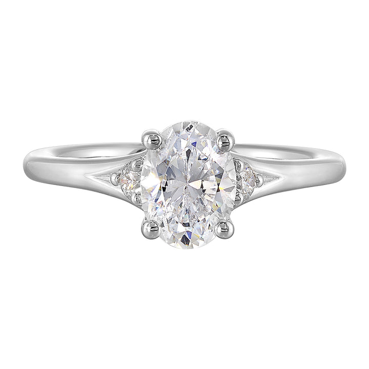 14Kt White Semi Mount 1/10Ctw For 1Ct Oval Center