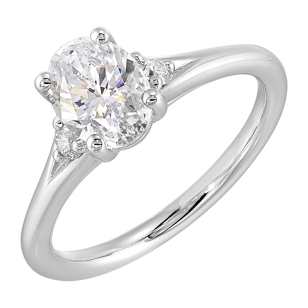 14Kt White Semi Mount 1/10Ctw For 1Ct Oval Center