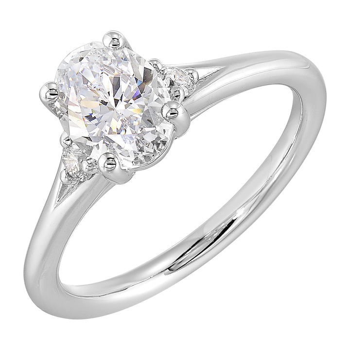 14Kt White Semi Mount 1/10Ctw For 1Ct Oval Center
