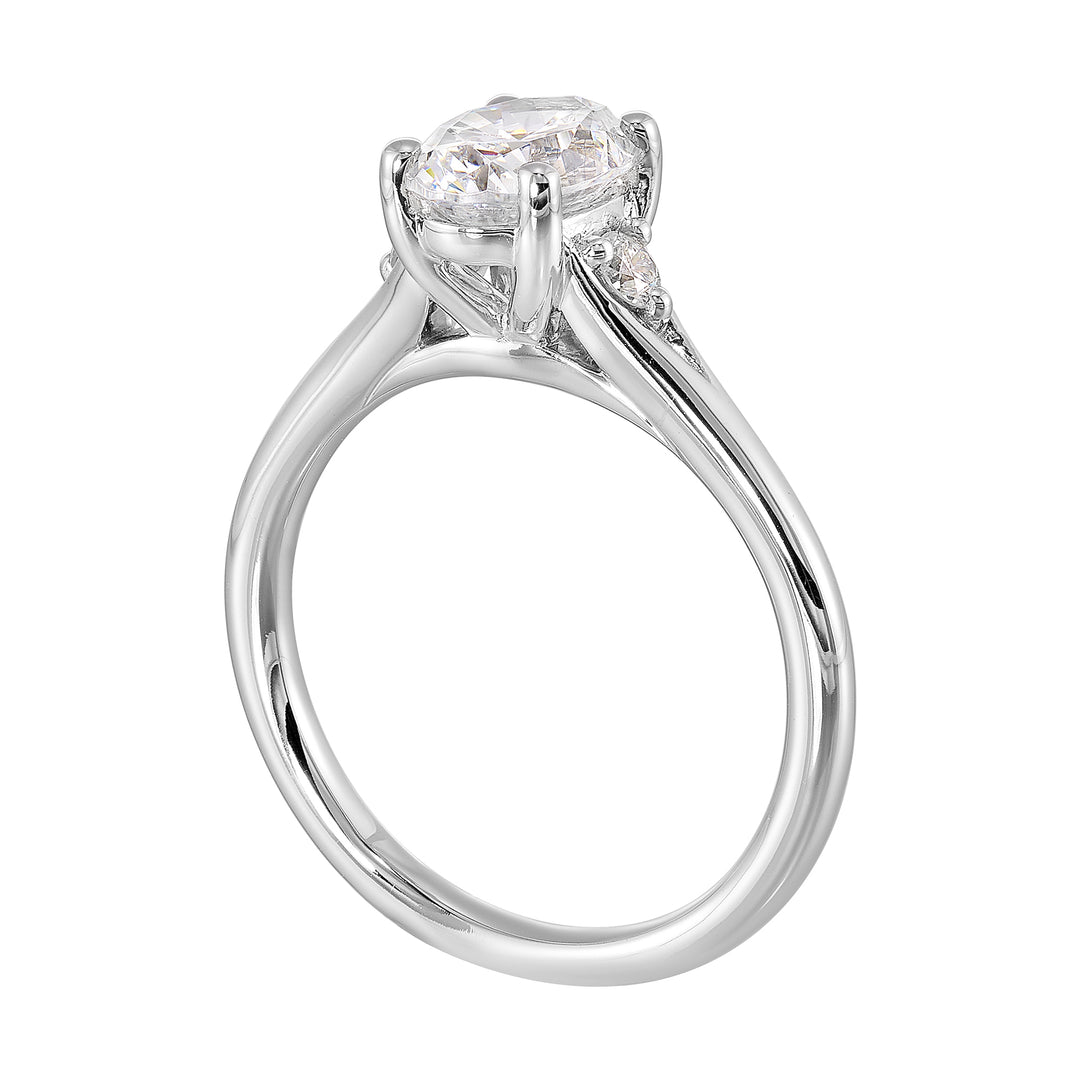 14Kt White Semi Mount 1/10Ctw For 1Ct Oval Center