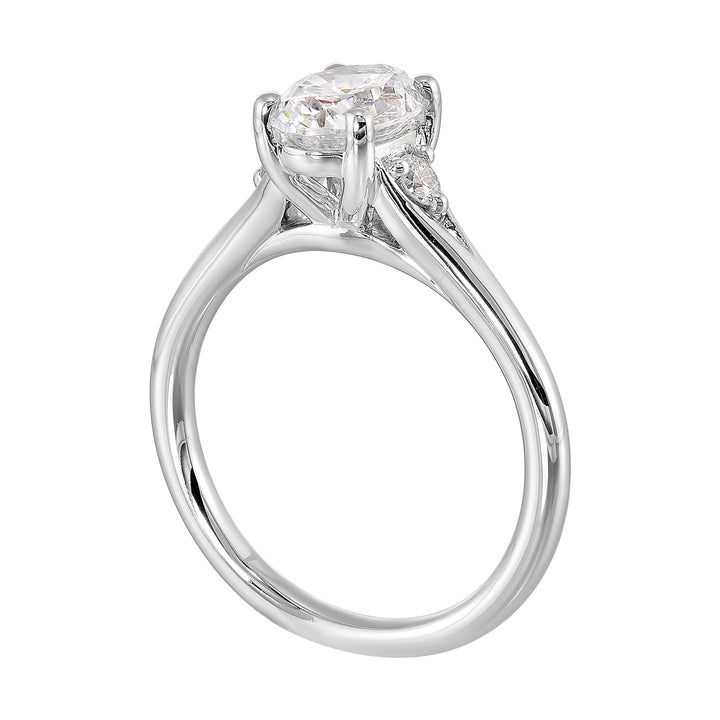 14Kt White Semi Mount 1/10Ctw For 1Ct Oval Center