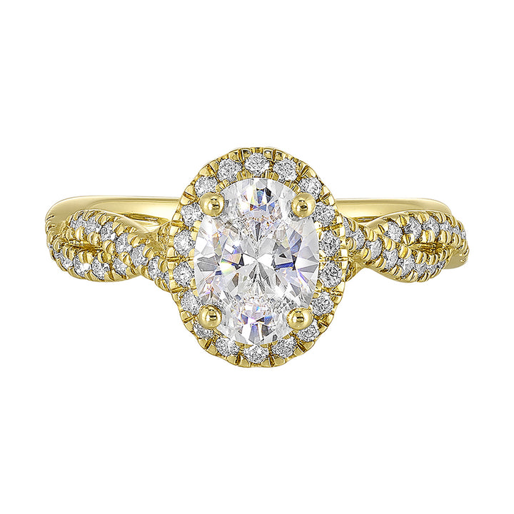 14Kt Yellow Semi Mount 3/8Ctw For 1Ct Oval Center