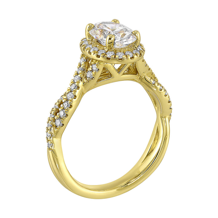 14Kt Yellow Semi Mount 3/8Ctw For 1Ct Oval Center