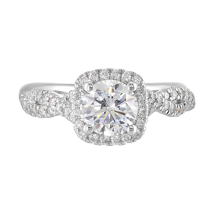14Kt White Semi Mount 1/3Ctw For 1Ct Round Center